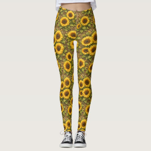 Heldere zonnebloem naadloos herhalingspatroon leggings