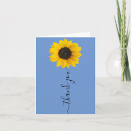 Heldere zonnebloem op blauw | Handschrift Bedankkaart