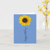 Heldere zonnebloem op blauw Wenskaart van de geboo Kaart (Gele Bloem)