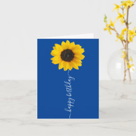 Heldere zonnebloem op blauw Wenskaart van de geboo Kaart