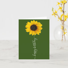 Heldere zonnebloem op groen Wenskaart op de geboor Kaart