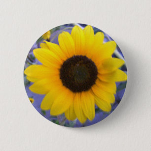 Heldere zonnebloem ronde button 5,7 cm