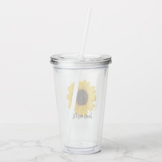 Heldere zonnebloem | Speciaal acryltumbler Acryl Drinkbeker (Achterkant)