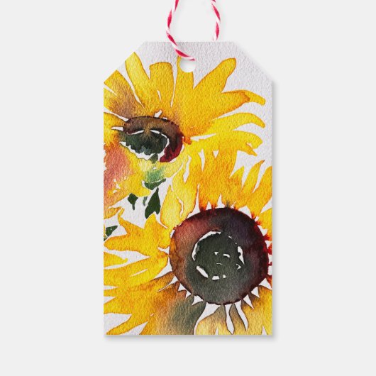 Heldere Zonnebloem Waterverf Fabulous 50 Cadeaulabel (Achterkant)