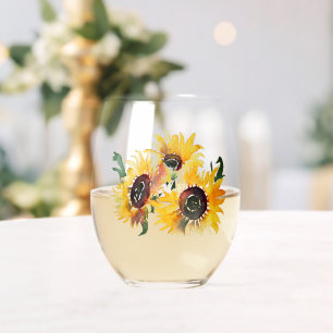 Heldere Zonnebloem Waterverf Fabulous 50 Wijnglas Zonder Voet