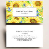 Heldere zonnebloem Waterverf Geel Blauw Visitekaartje