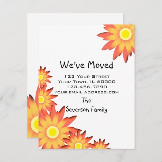 Heldere zonnebloemen Aankondiging adres wijzigen (Voorkant / Achterkant)