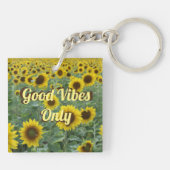 Heldere zonnebloemen Alleen goede steekproeven Sleutelhanger (Achterkant)