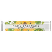 Heldere zonnebloemen Floral Botanical White Titel Naambordje (Voorkant)