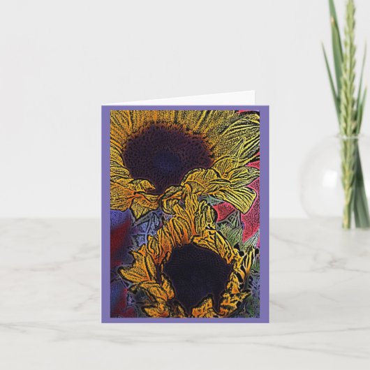 Heldere zonnebloemen kaart (Voorkant)