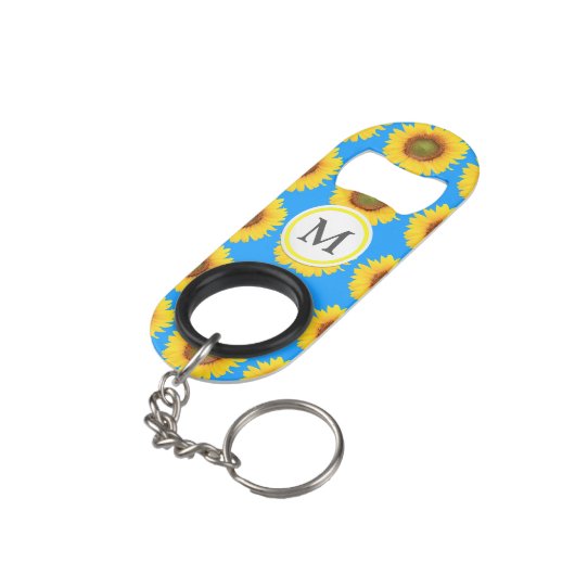 Heldere zonnebloemen mini flessenopener (Achterkant Gekanteld)