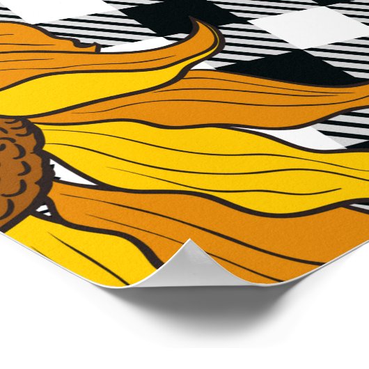 Heldere zonnebloemen op gerookte pleisters. Zee Poster (Hoek)