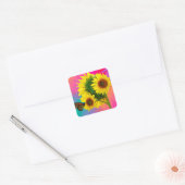 Heldere zonnebloemen vierkante sticker (Envelop)
