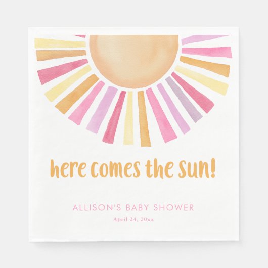 Heldere zonneschijn hier komt het zon baby shower servet (Voorkant)