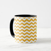 heldere zonnige gele chevron zigzag strepen. mok (Voorkant links)