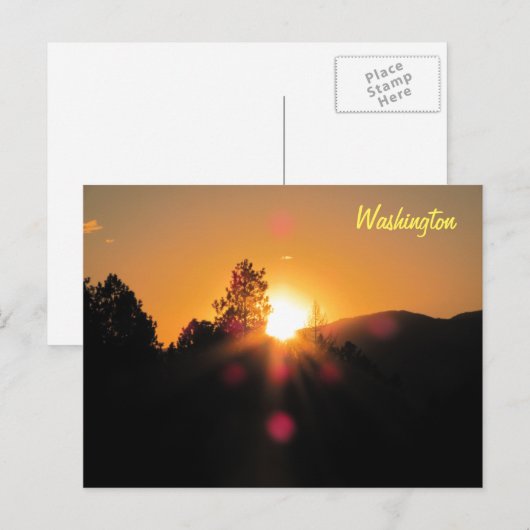 Heldere zonsondergang boven Washington Briefkaart (Voorkant / Achterkant)