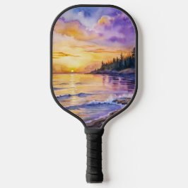 HELDERE ZONSONDERGANG OP HET STRAND TONEEL PICKLEBALL PADDLE