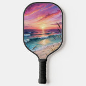 HELDERE ZONSONDERGANG OP HET STRAND TONEEL PICKLEBALL PADDLE (Achterkant)