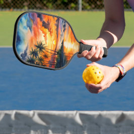 HELDERE ZONSONDERGANG OP HET STRANDSCÈNE PICKLEBALL PADDLE