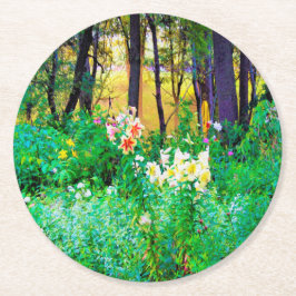 Heldere zonsopgang met boomluizen in mijn Rubio Ga Ronde Kartonnen Onderzetter