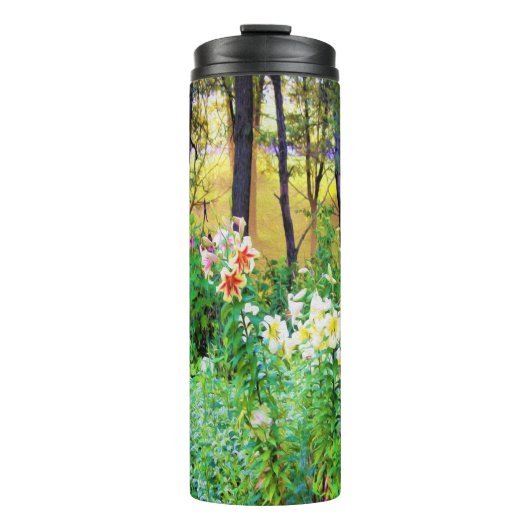 Heldere zonsopgang met boomluizen in mijn Rubio Ga Thermosbeker (Voorkant)