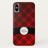 Helderend Elegant Red Kersttartan Monogram Case-Mate iPhone Case (Achterkant)