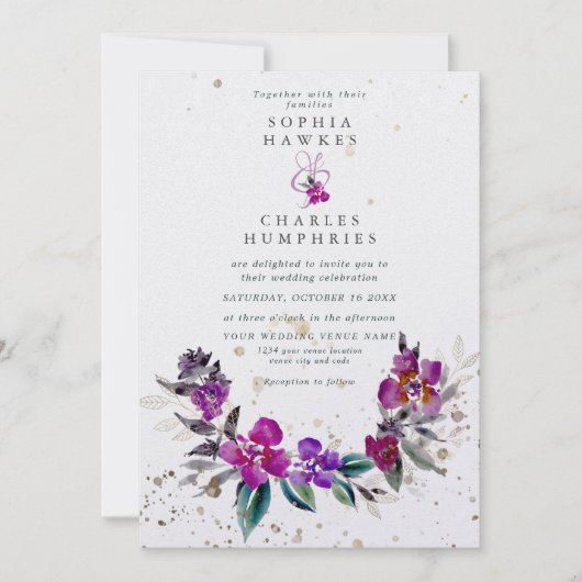 Helderend Floral Lijst met gouddetail Feestdagenkaart (Voorkant)