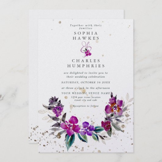 Helderend Floral Lijst met gouddetail Feestdagenkaart (Voorkant / Achterkant)