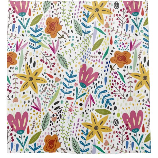 Helderend Floral Pattern Colorful Douchegordijn (Voorkant)