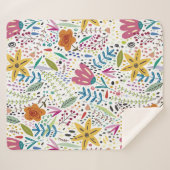 Helderend Floral Pattern Colorful Sherpa Deken (Voorkant (horizontaal))