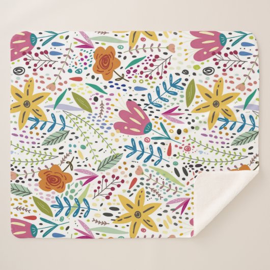 Helderend Floral Pattern Colorful Sherpa Deken (Voorkant (horizontaal))