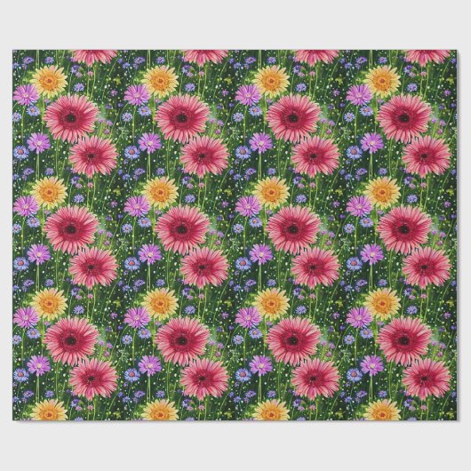 Helderend floreel patroon cadeaupapier (Vlak)