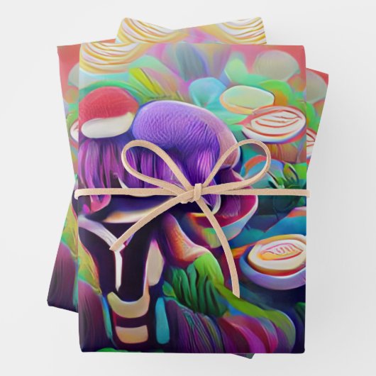 Helderend kleurrijk Psychedelisch Patroon Inpakpapier Vel (In situ)