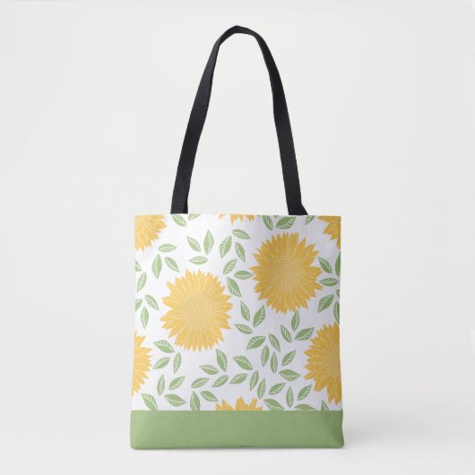 Helderend landzonnebloempatroon tote bag (Voorkant)