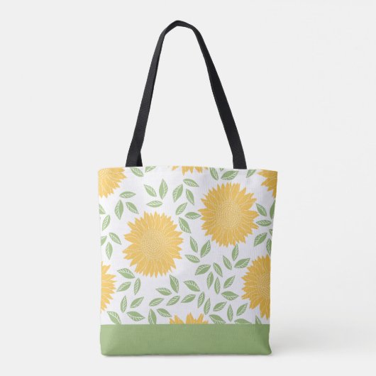 Helderend landzonnebloempatroon tote bag (Achterkant)