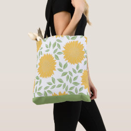 Helderend landzonnebloempatroon tote bag