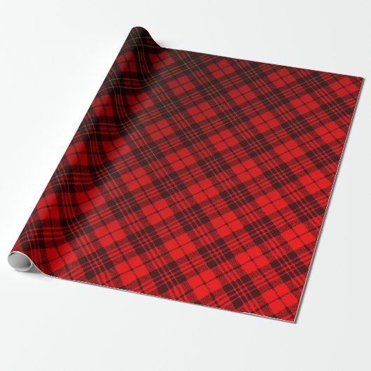Helderend rode kersttartan cadeaupapier (Uitgerold)