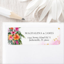 Helderend roze Oranje tropisch eiland Floral