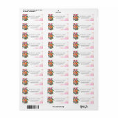 Helderend roze Oranje tropisch eiland Floral Etiket (Full Sheet)