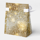 Helderende gouden sequoietjes in glitters disco ba bedankdoosjes (Achterkant)