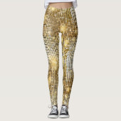 Helderende gouden sequoietjes in glitters disco ba leggings (Voorkant)