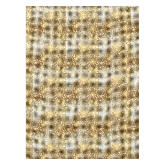 Helderende gouden sequoietjes in glitters disco ba tafelkleed (Voorkant)