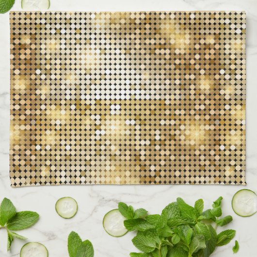 Helderende gouden sequoietjes in glitters disco ba theedoek (Gevouwen)