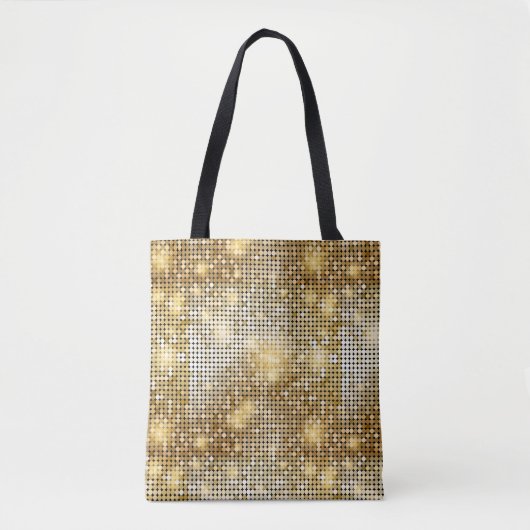 Helderende gouden sequoietjes in glitters disco ba tote bag (Voorkant)