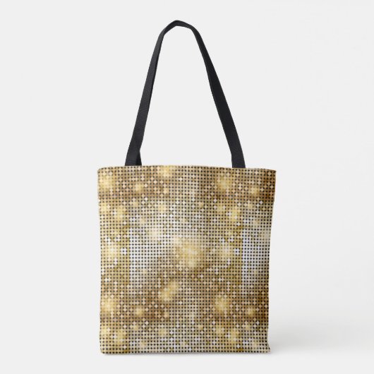 Helderende gouden sequoietjes in glitters disco ba tote bag (Achterkant)
