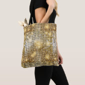 Helderende gouden sequoietjes in glitters disco ba tote bag (Dichtbij)