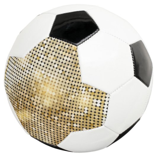 Helderende gouden sequoietjes in glitters disco ba voetbal (Drie kwart)