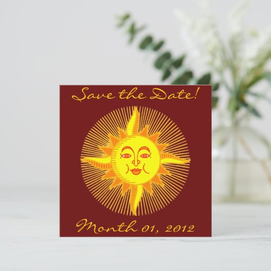 Helderende Sun-uitnodigingen glimlachen Save The Date (Staand voorkant)
