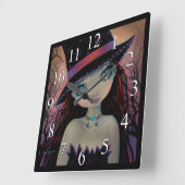 Heldereyed Witch Gothic Big Eye Clock Vierkante Klok (Hoek)