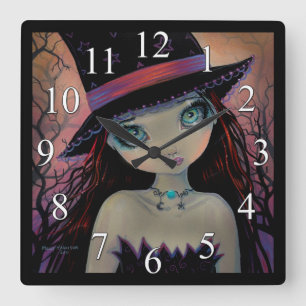 Heldereyed Witch Gothic Big Eye Clock Vierkante Klok